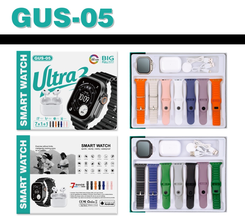 GUS-05 Ultra3 智能手表7+1套装+ 无线蓝牙耳机