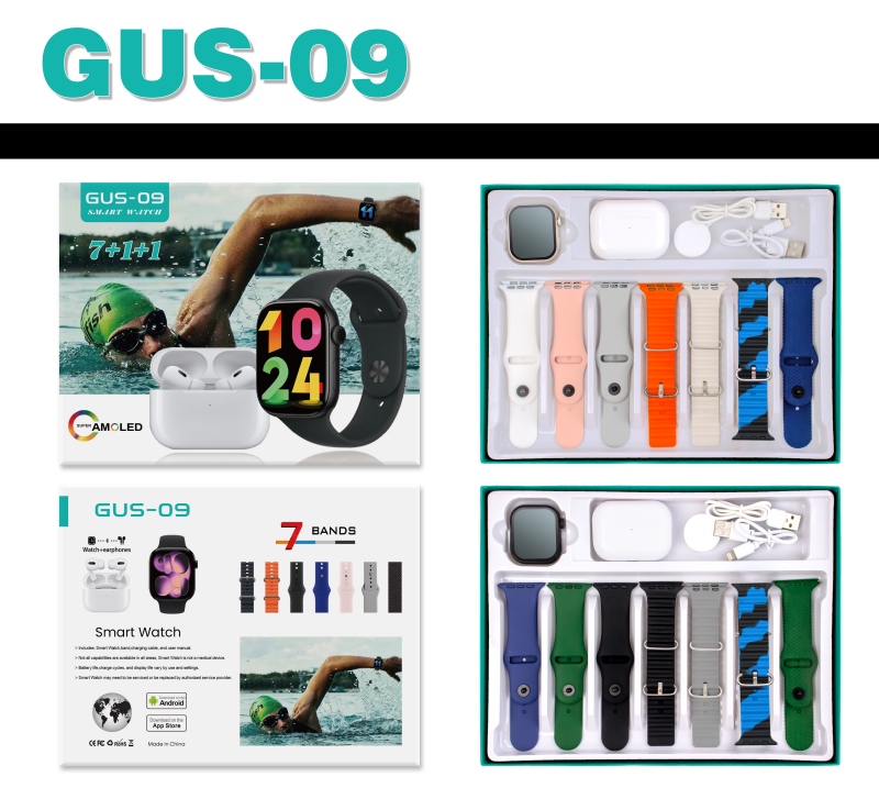 GUS-09 series11  智能手表7+1套装+ 无线蓝牙耳机