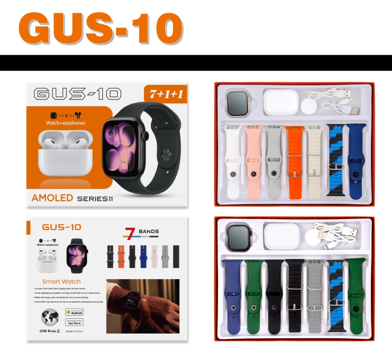 GUS-10 series 智能手表7+1套装+ 无线蓝牙耳机